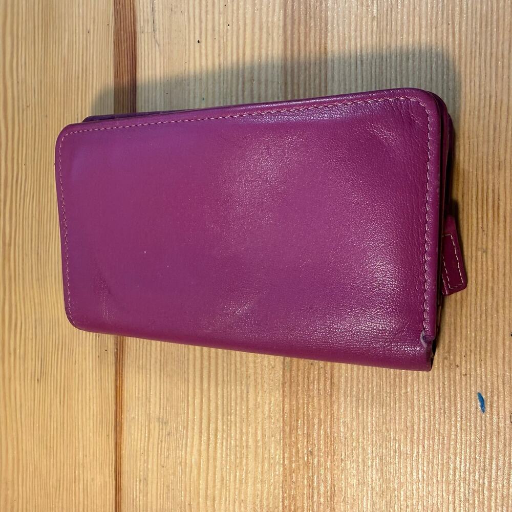Leather Zip Wallet - Fuchsia